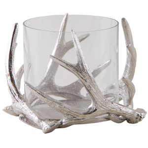 Photo DBO2783V : Glass candle holder with aluminium deer antlers