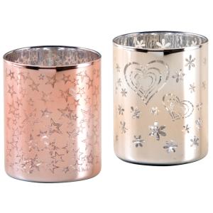 Photo DBO3140V : Glass candle holder in 2 assorted colors