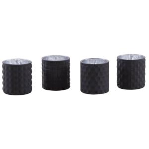 Photo DBO3160V : Matte black glass candle holder in 4 assorted designs