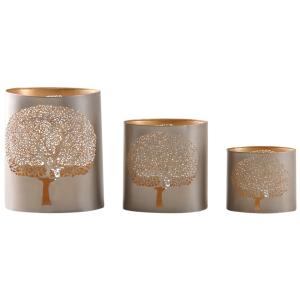 Photo DBO331S : Tree cut-out grey metal candle holder