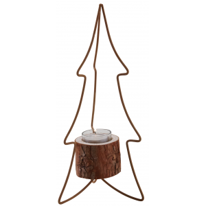 Photo DBO3360V : Wood and metal candle holder