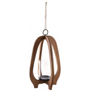 Photo DBO3520V : Wood lantern with glass candle jar