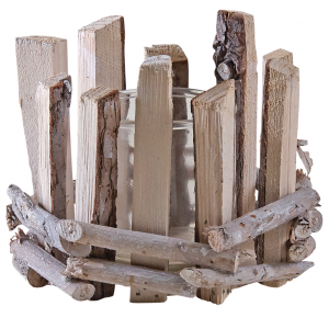 Photo DBO3540V : Wood and glass candle holder