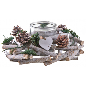 Photo DBO3560V : Glass and wooden candle holder
