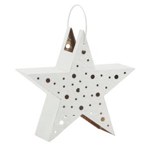 Photo DBO3670 : White lacquered metal star lantern