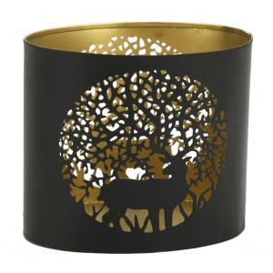 Photo DBO3700 : Oval lacquered metal candle holder Deer