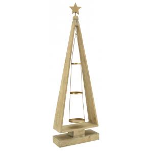 Photo DBO3810 : Antic wood and metal candle holder 