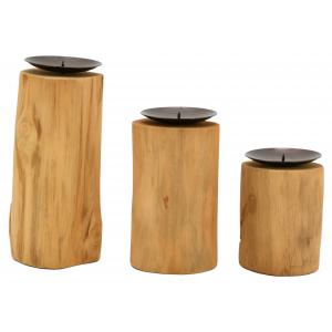 Photo DBO390S : Teak and metal candle holder