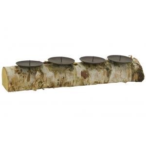 Photo DBO3940 : Birch wood and metal candle holder