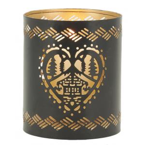 Photo DBO3970 : Round metal candle jar cabin mountain design