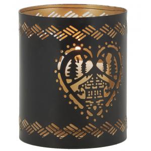 Photo DBO3970 : Round metal candle jar cabin mountain design