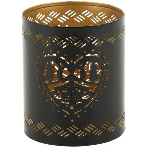 Photo DBO3970 : Round metal candle jar cabin mountain design