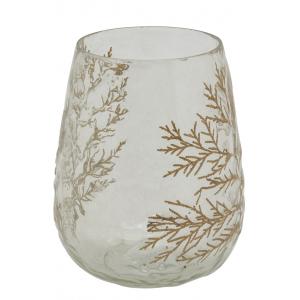 Photo DBO4080V : Glass candle jar with fern design