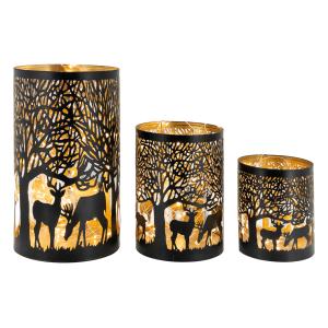 Photo DBO415S : Metal Deers candle holders
