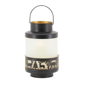 Photo DBO4160V : Glass and metal Deer Lantern