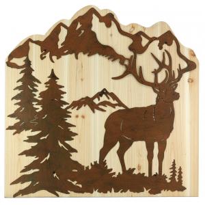 Photo DCA2630 : Wood and vintage metal wall decor Deer