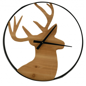 Photo DHL1640 : Wood and metal clock Deer