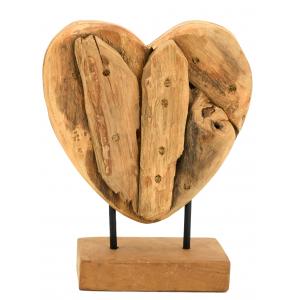 Photo DMA1621 : Natural teak and metal heart