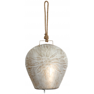 Photo DMO1642 : Whitewashed metal and jute rope bell