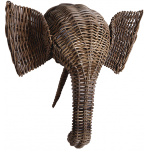 Photo DMU1920 : Wall grey pulut rattan elephant head decor