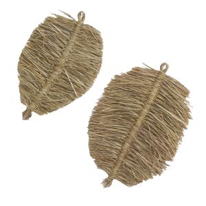 Photo DMU250S : Set of 2 jute leaf wall decor