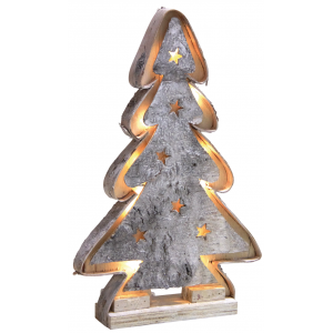 Photo DNO1552 : Grand sapin en bouleau blanchi avec led