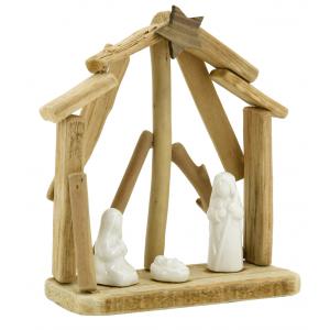 Photo DNO1680 : Crèche en bois et céramique