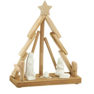 Photo DNO1750 : Pine wood and ceramic Christmas crib