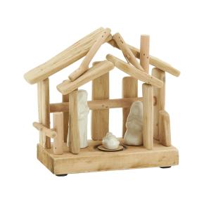 Photo DNO1760 : Crèche en bois et céramique