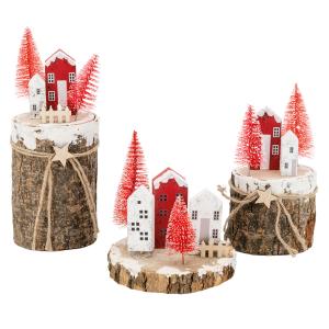 Photo DNO197S : Set of 3 wooden Christmas villages 