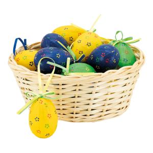 Photo DPQ114S : Split willow basket with 18 easter eggs