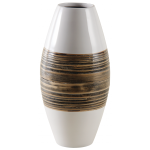 Photo DVA1640 : White lacquered bamboo vase