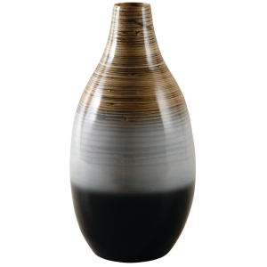 Photo DVA1650 : Black and white lacquered bamboo vase