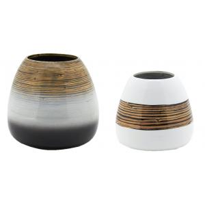 Photo DVA180S : Vases en bambou naturel et blanc