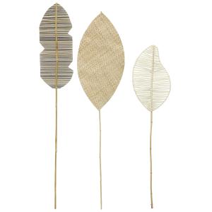 Photo DVI217S : Set of 3 leaves in bamboo, seagrass and rattan