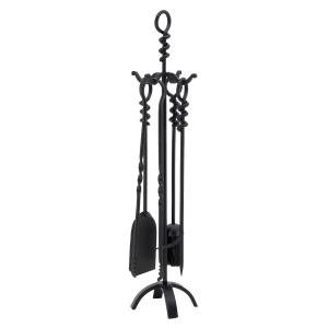 Serviteur de cheminée 5 Outils Balai, 1 Pelle, 1 Pince, 1 Tisonnier en  Acier 23 cm x 14,5 cm x 58 cm - Le Poisson Qui Jardine