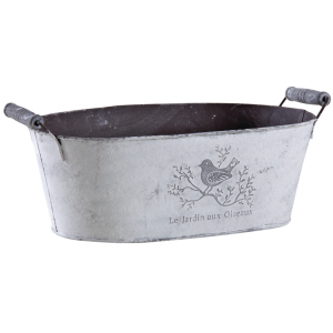Photo GCO3850 : Patinated metal basket with 2 wood handles