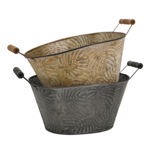 Photo GCO4330 : Oval lacquered metal basket Leaves