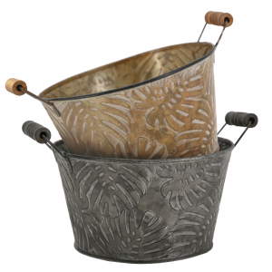 Photo GCO4340 : Round lacquered metal basket Leaves