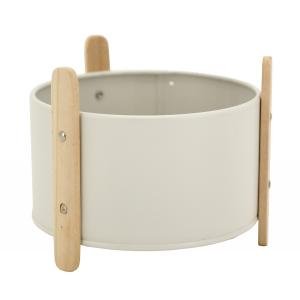 Photo GCO4380 : White lacquered metal and wood flower pot cover