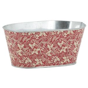 Photo GCO4601 : Red lacquered metal ovale basket - Holly design