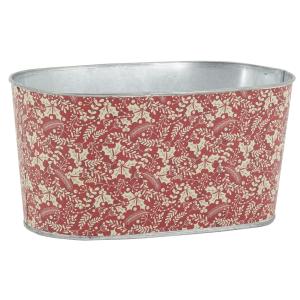 Photo GCO4602 : Red lacquered metal ovale basket - Holly design