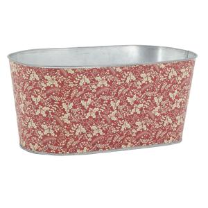 Photo GCO4603 : Red lacquered metal ovale basket - Holly design