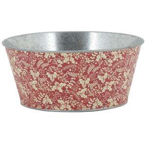 Photo GCO4612 : Red lacquered metal round basket - Holly design