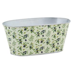 Photo GCO4660 : Metal ovale basket with Olives design