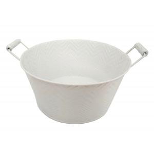 Photo GDA1040 : Round white lacquered metal basket 