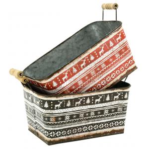 Photo GDA1060 : Rectangular metal and varnished paper basket Christmas