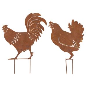 Photo JAC198S : Hen and rooster in metal