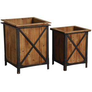 Photo JCP385S : Metal and pine wood pot covers