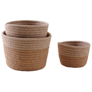 Photo JCP406S : Natural and white jute pot covers